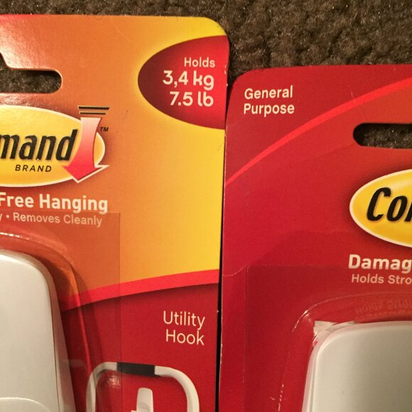 Command Jumbo Utility Hook Reusable Damage Free Adhesive 3M 17004 White, 2 Pack - Picture 2 of 3